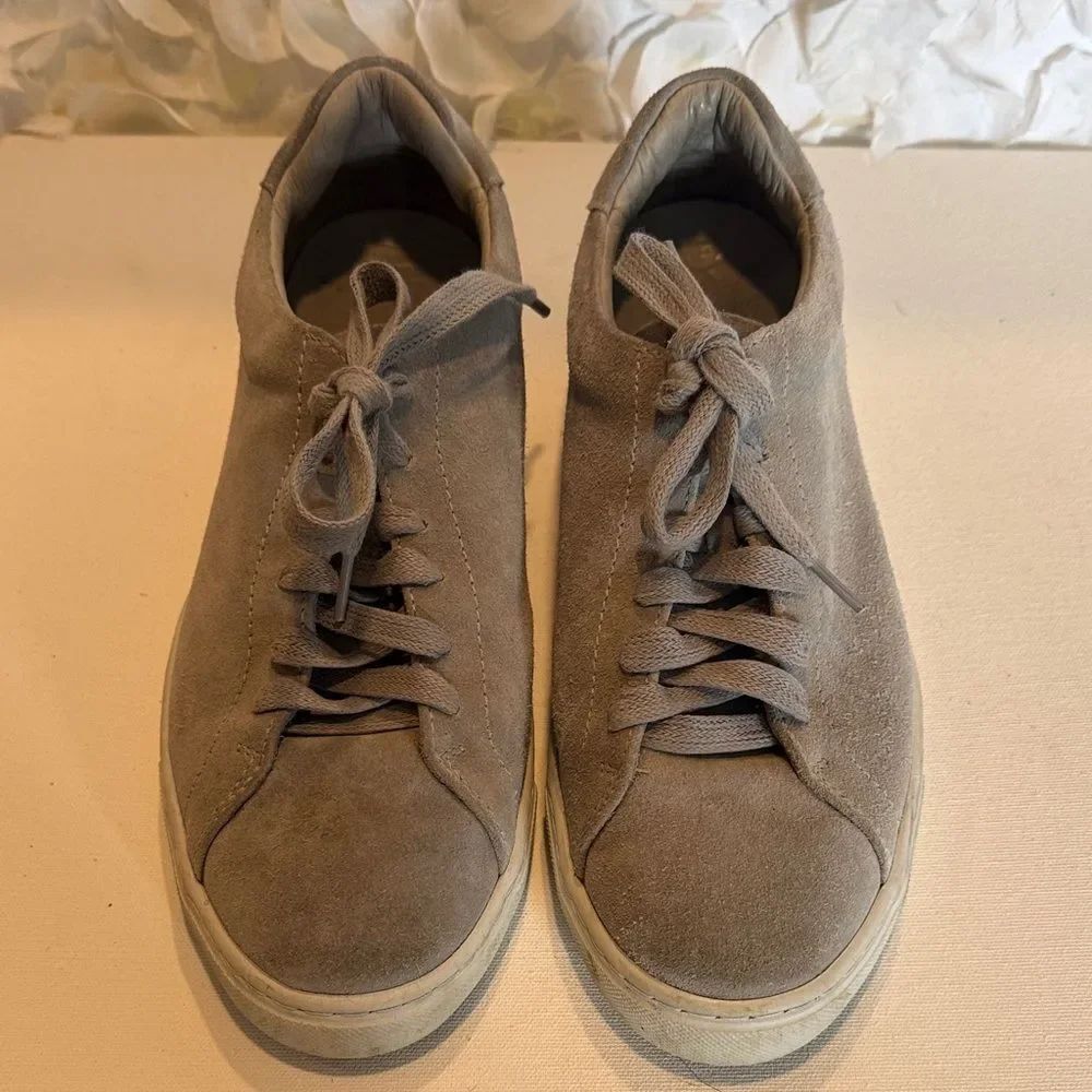 Peter Millar Men's Taupe Suede Lace-Up Sneakers